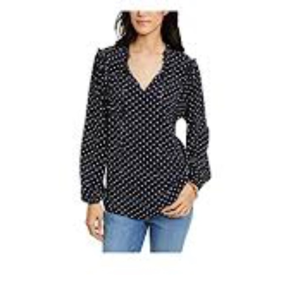 Tommy Hilfiger Women's Ruffle Neck Dot Blouse - Picture 1 of 7